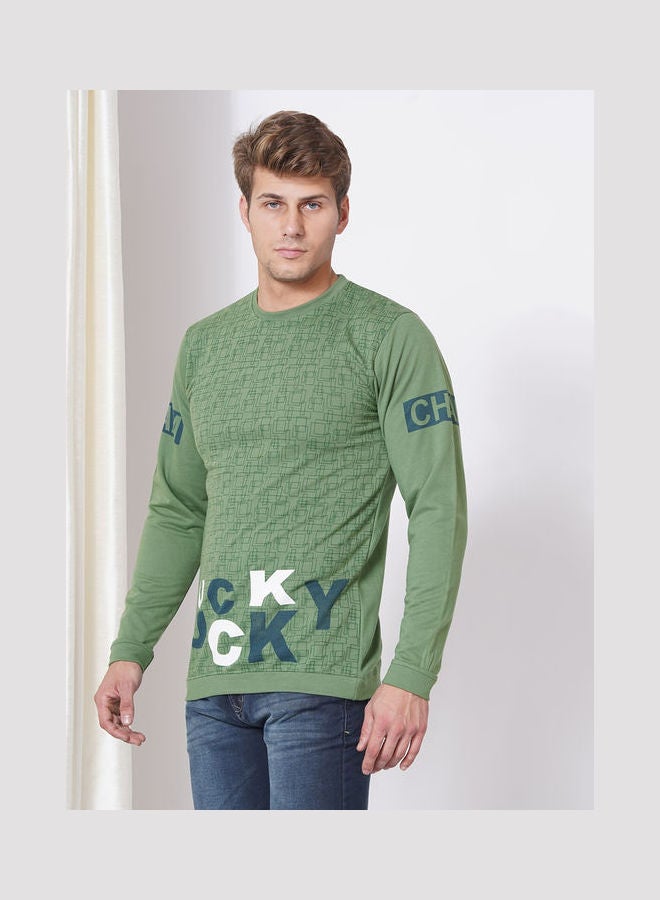 LAUREN Smith Men's Casual Crew Neck Sweatshirt Green - Image 4