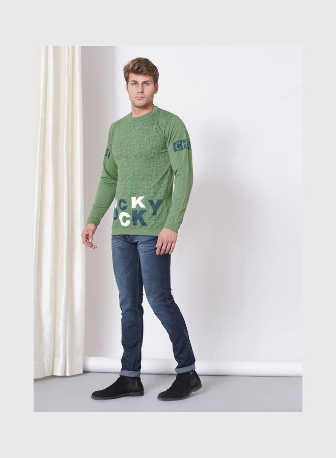 LAUREN Smith Men's Casual Crew Neck Sweatshirt Green - Image 5