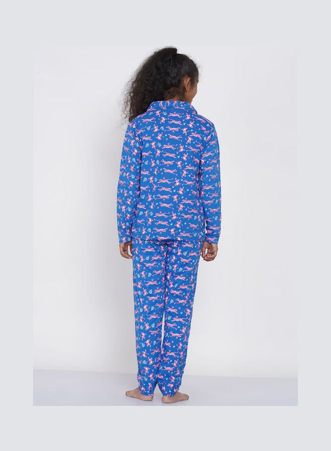 LAUREN Smith Girls Notched Collared Printed Pyjama Set Multicolour  - Image 2
