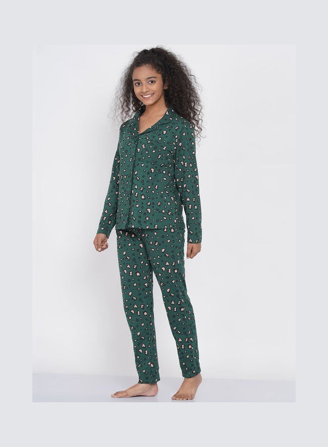 LAUREN Smith Girls Notched Collared Printed Pyjama Set Multicolour  - Image 4