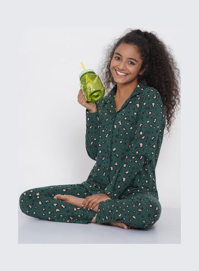 LAUREN Smith Girls Notched Collared Printed Pyjama Set Multicolour  - Image 5