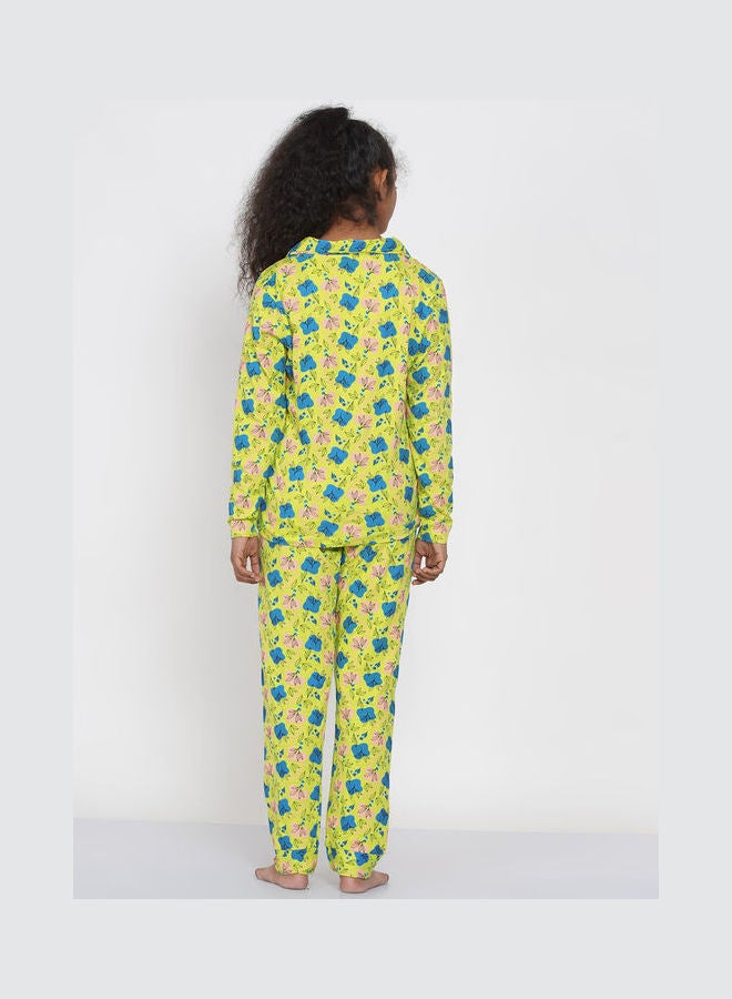 LAUREN Smith Girls Notched Collared Printed Pyjama Set Multicolour  - Image 2