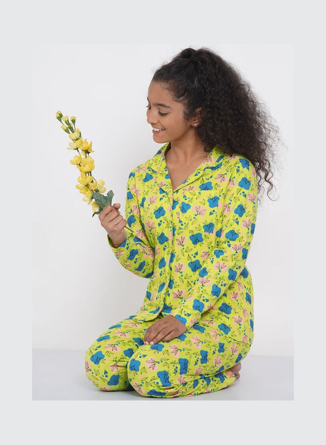 LAUREN Smith Girls Notched Collared Printed Pyjama Set Multicolour  - Image 5