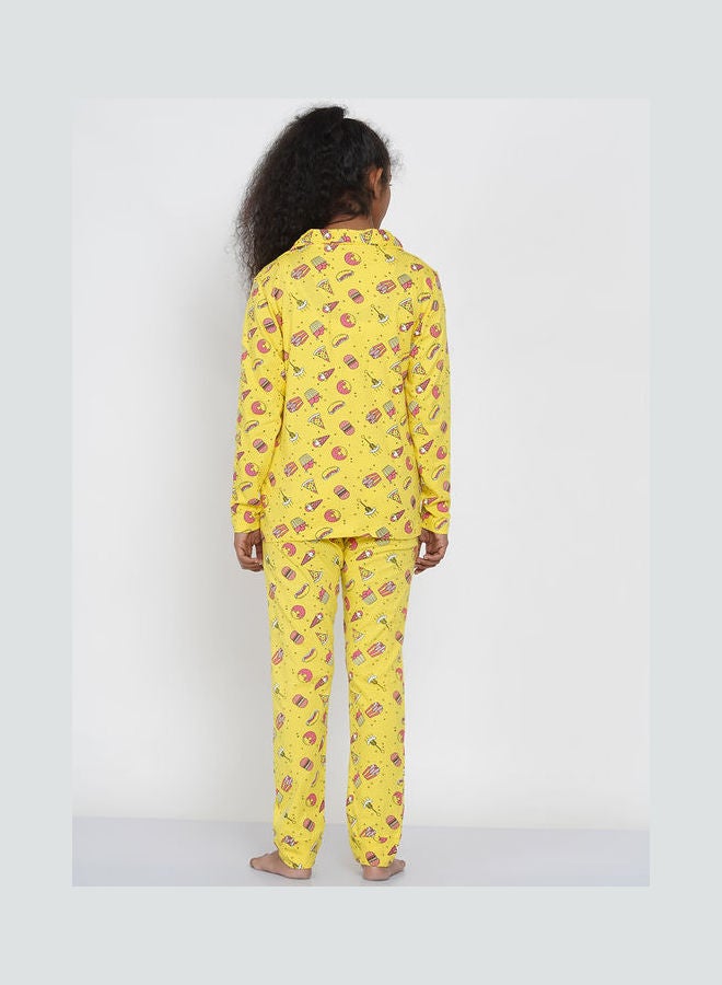 LAUREN Smith Girls Notched Collared Printed Pyjama Set Multicolour  - Image 2