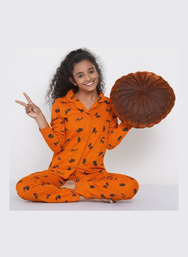 LAUREN Smith Girls Notched Collared Printed Pyjama Set Multicolour  - Image 5