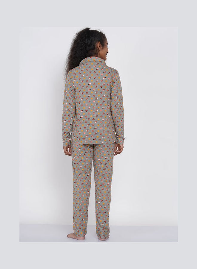 LAUREN Smith Girls Notched Collared Printed Pyjama Set Multicolour  - Image 2
