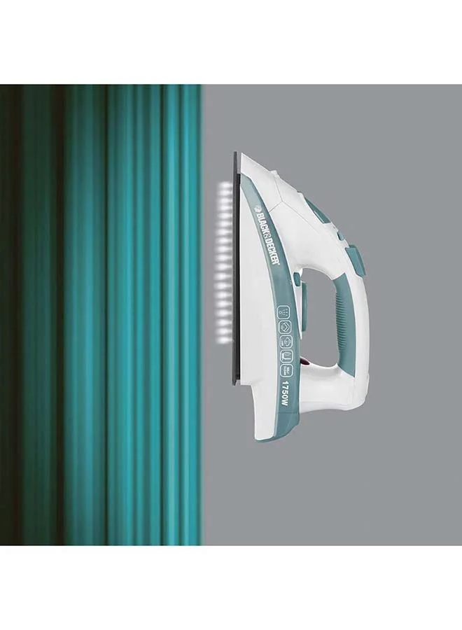 BLACK+DECKER Steam Iron, Ceramic Coated Soleplate, Anti-Calc Drip, Self-Clean, Auto Shutoff, Vertical Steaming, Non-Stick Sole, Removes Stubborn Creases, 220 ml 1750 W X1600-B5 Blue/White