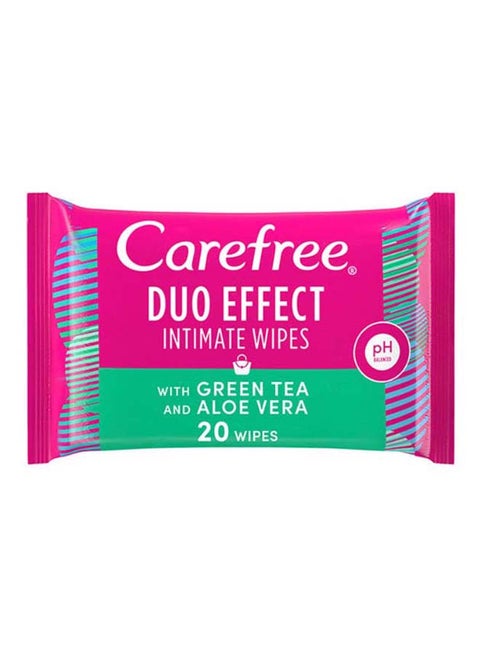 Daily Intimate Wipes Duo Effect With Green Tea And Aloe Vera 20 Piece
