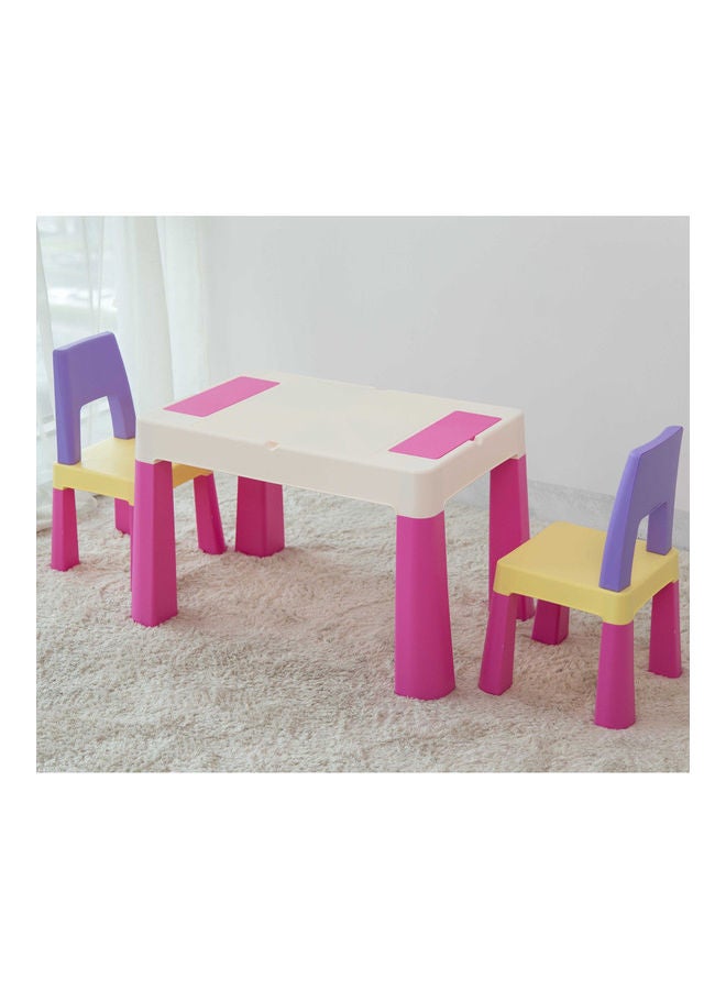 Home Canvas - 2-In-1 Kids Building Block Study Table Chair Set Multi Color Length79.5cm Depth 33cm  Width 54cm33cm, Height 53cm Extend upto 55cmcm - Image 1