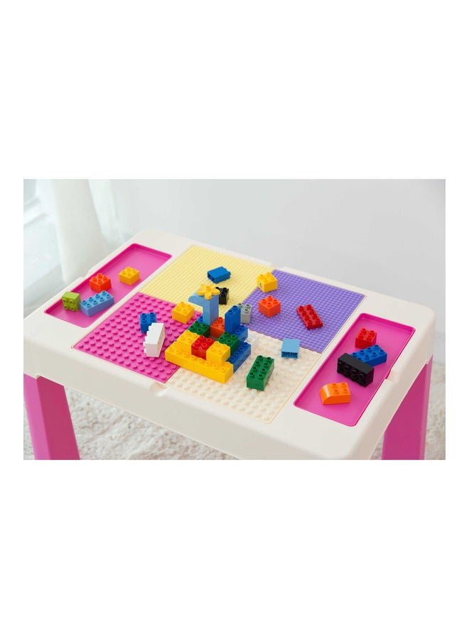 Home Canvas - 2-In-1 Kids Building Block Study Table Chair Set Multi Color Length79.5cm Depth 33cm  Width 54cm33cm, Height 53cm Extend upto 55cmcm - Image 1