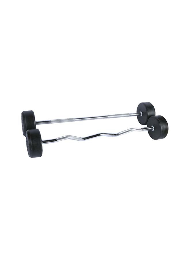 H PRO - H PRO PU Fixed Barbell Weight Set| Unisex Professional Straight Bar| Home/Gym Exercise Equipment | Chrome Handle & Weights Set 15kg - Image 1
