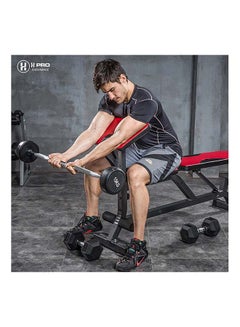 H PRO PU Fixed Barbell Weight Set| Unisex Professional Straight Bar| Home/Gym Exercise Equipment | Chrome Handle & Weights Set 15kg