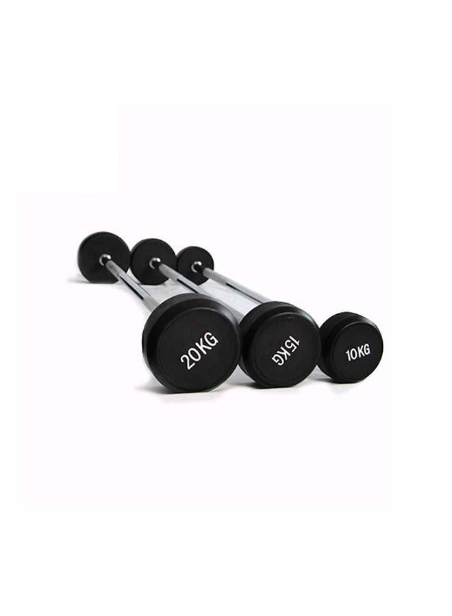 H PRO - H PRO PU Fixed Barbell Weight Set| Unisex Professional Straight Bar| Home/Gym Exercise Equipment | Chrome Handle & Weights Set 15kg - Image 1