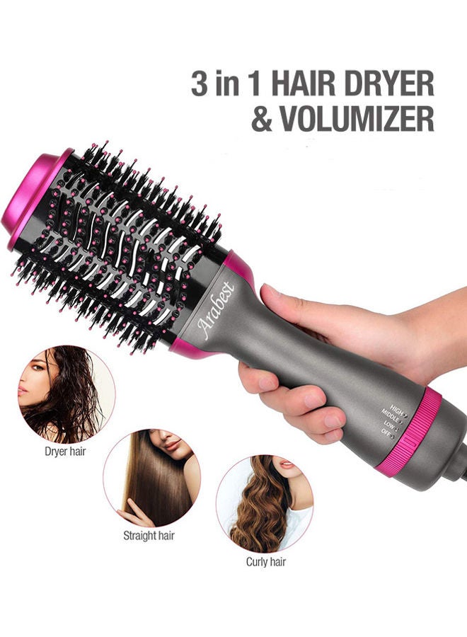 Arabest - 3-In-1 Hair Dryer And Volumizer Blower Grey/Pink - Image 1