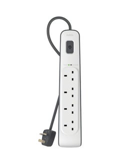 4-Outlet Surge Protector With Power Cord White/Grey 5.4x19x12.4cm