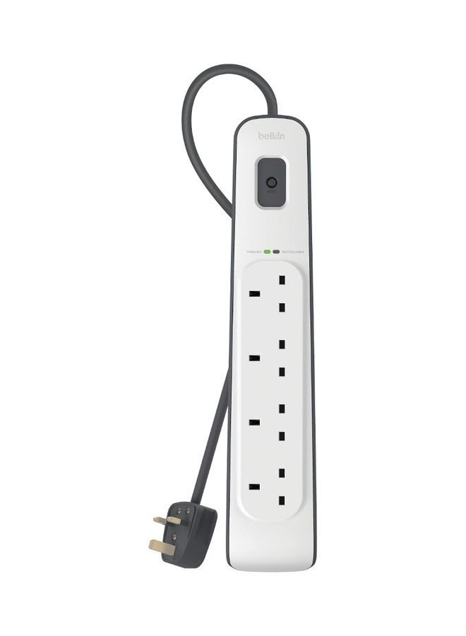belkin - 4-Outlet Surge Protector With Power Cord White/Grey 5.4x19x12.4cm - Image 1