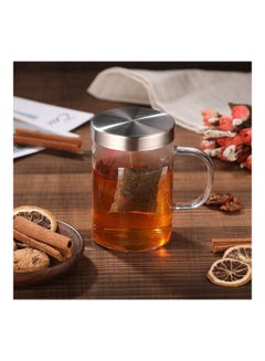 Lushh Glass Tea Mug With Stainless Steel Infuser And Lid Clear/Silver  - Image 1