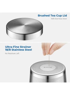 Lushh Glass Tea Mug With Stainless Steel Infuser And Lid Clear/Silver  - Image 2