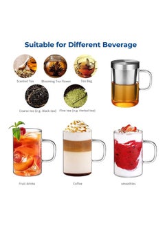 Lushh Glass Tea Mug With Stainless Steel Infuser And Lid Clear/Silver  - Image 3