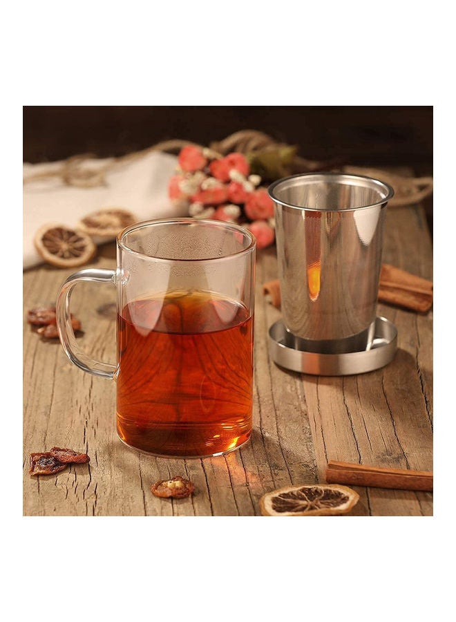 Lushh Glass Tea Mug With Stainless Steel Infuser And Lid Clear/Silver  - Image 5
