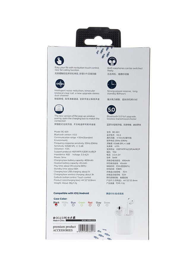 Bastec - TWS Wireless In-Ear Earbuds With Charging Case White - Image 1