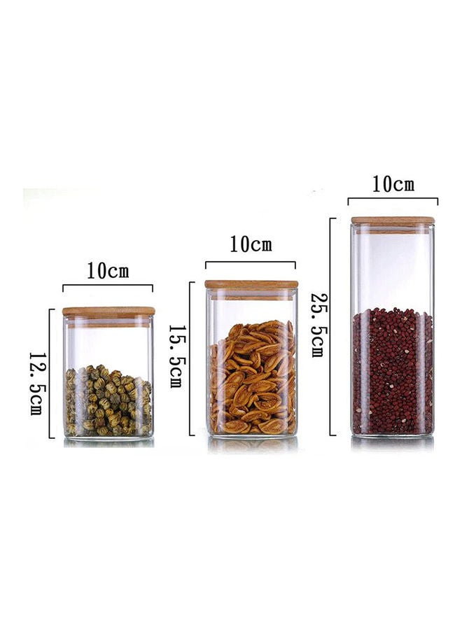 6-Piece Square Glass Food Storage Jar With Airtight Bamboo Lid Clear/Brown 550,750,1200ml - v1640496427/N52250859A_1