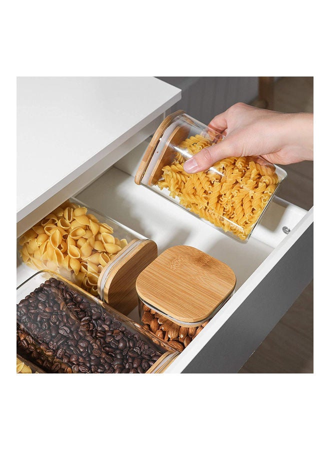 1Chase 6-Piece Square Glass Food Storage Jar With Airtight Bamboo Lid Clear/Brown 550,750,1200ml  - Image 4