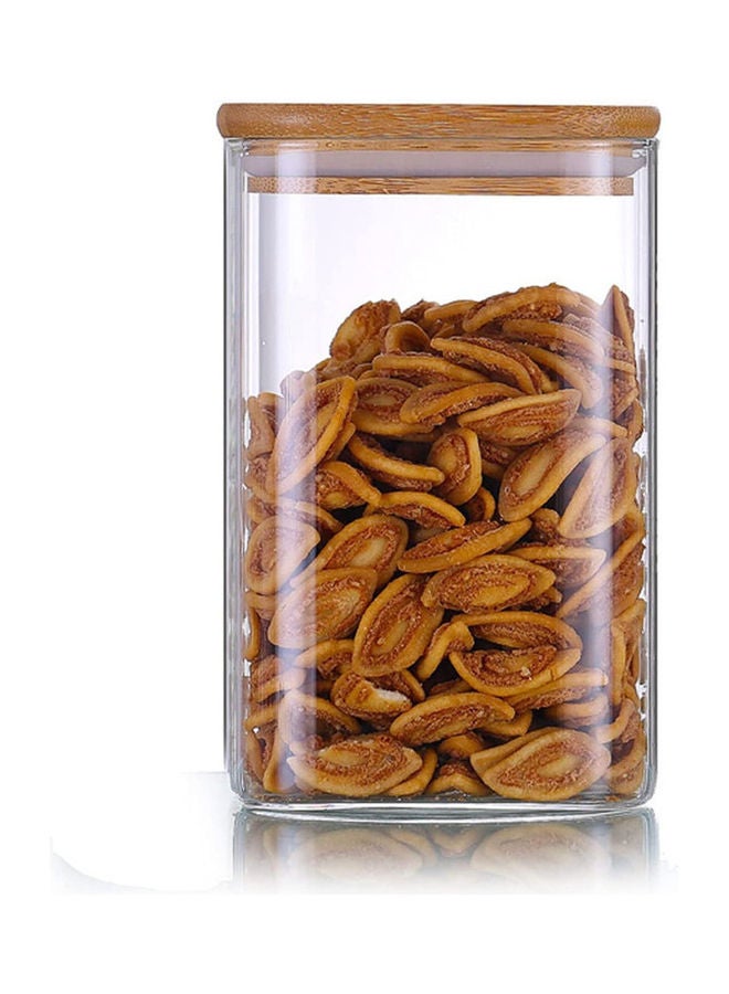 1Chase 3-Piece Square Glass Food Storage Jar With Air Tight Bamboo Lid Clear/Brown 550,750,1200ml  - Image 4
