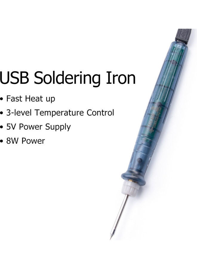 ماركة غير محددة Mini Portable USB Soldering Iron With Stand Blue/White/Silver  - Image 2