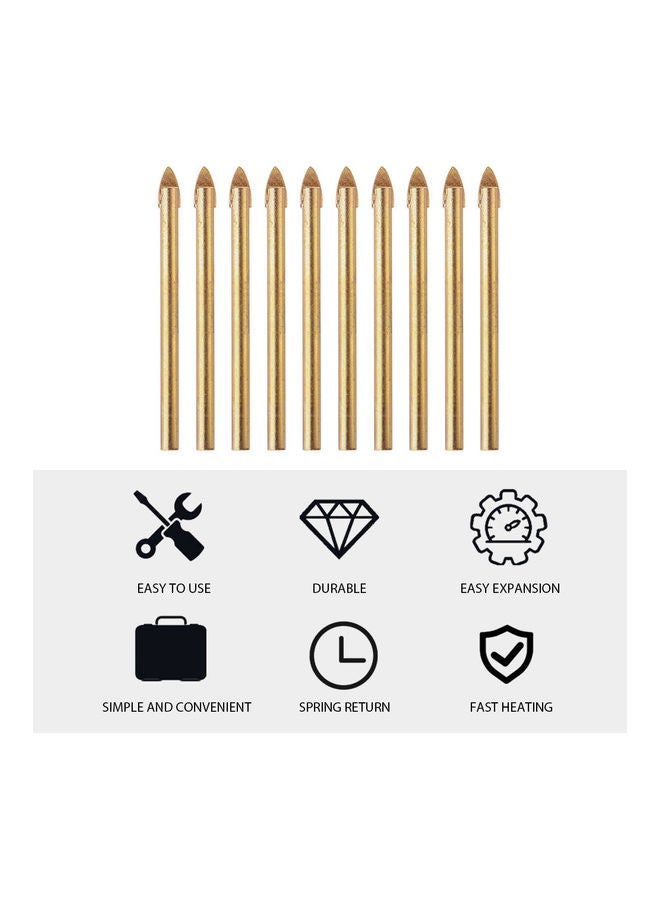 10-Piece Round Shank Drill Bit Set Gold - Image 3