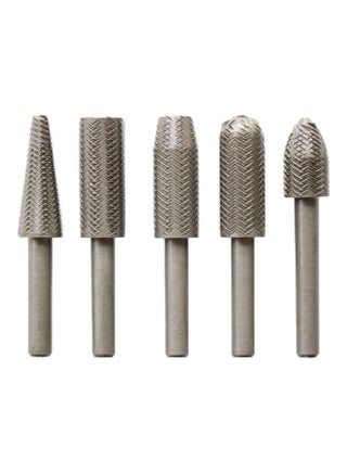 5-Piece High Speed Double Cutter Rotary Files Drill Set Silver - v1640497877/N52250941A_1