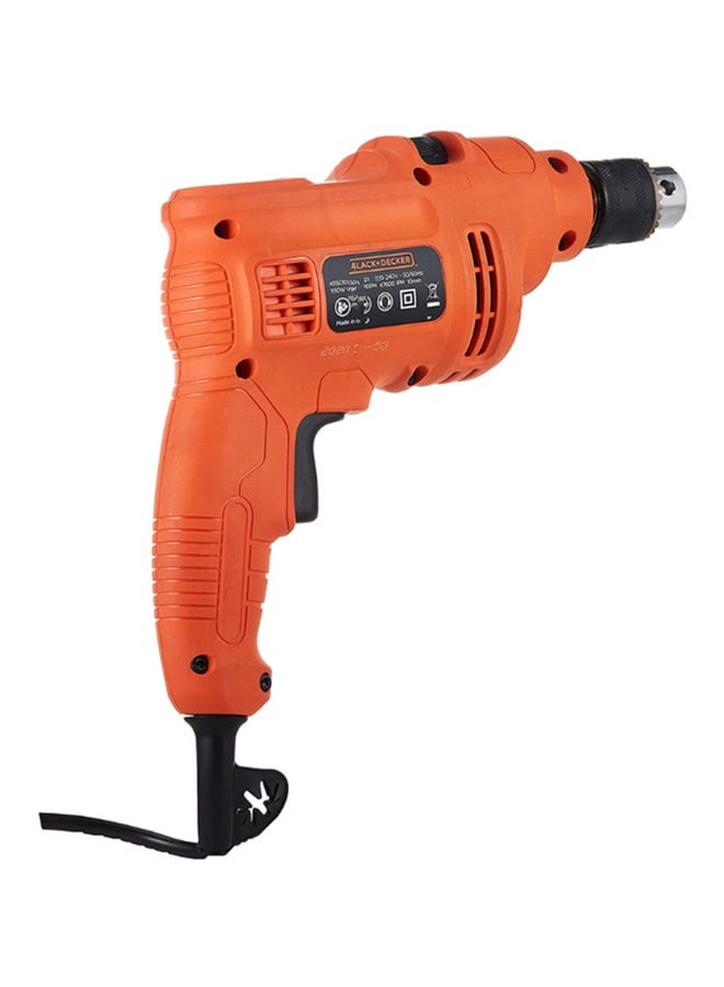 BLACK+DECKER 550W 10mm Corded Electric Hammer Percussion Drill for Metal, Concrete & Wood Drilling, Orange/Black - KR5010-B5, Orange/Black  - Image 2