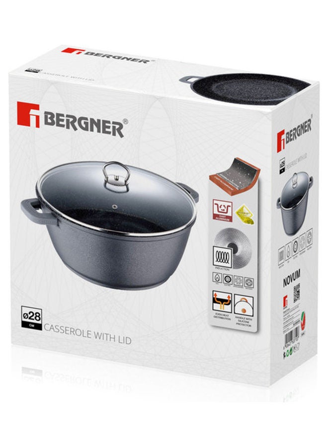 BERGNER Classic Novum Aluminum Non-Stick Induction Bottom Casserole With Lid Black 28cm - Image 3