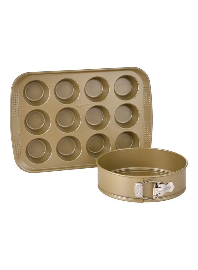 بيرجنر طقم أواني خبز بيكرايت برو غير لاصقة من الكربون الصلب من قطعتين ذهبي مائل إلى الأخضر - Image 1