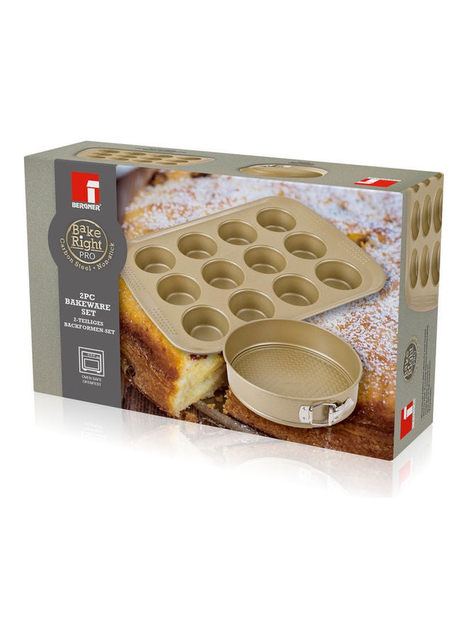 بيرجنر طقم أواني خبز بيكرايت برو غير لاصقة من الكربون الصلب من قطعتين ذهبي مائل إلى الأخضر - Image 2