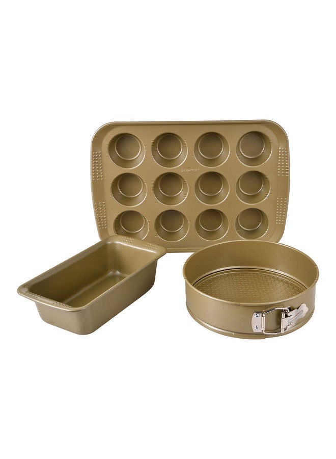 BERGNER 3-Piece Bakeright Pro Carbon Steel Non-Stick Bakeware Set Greenish Gold - Image 1