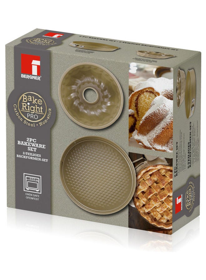 BERGNER - 2-Piece Bakeright Pro Carbon Steel Non-Stick Bakeware Set Greenish Gold - Image 1
