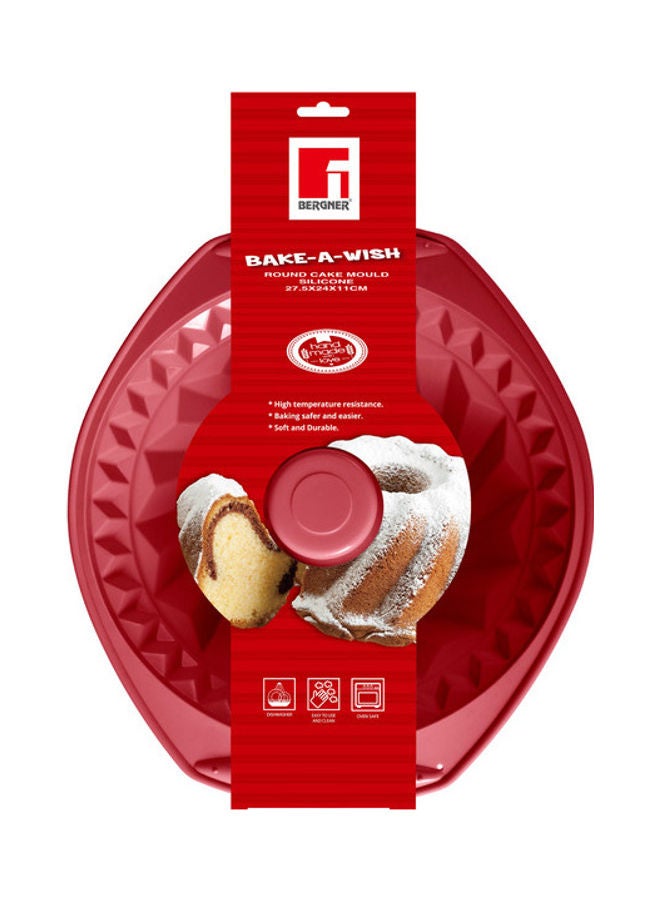 BERGNER Bake A Wish Silicone Round Cake Mould Red 27.5x24x11cm - Image 2