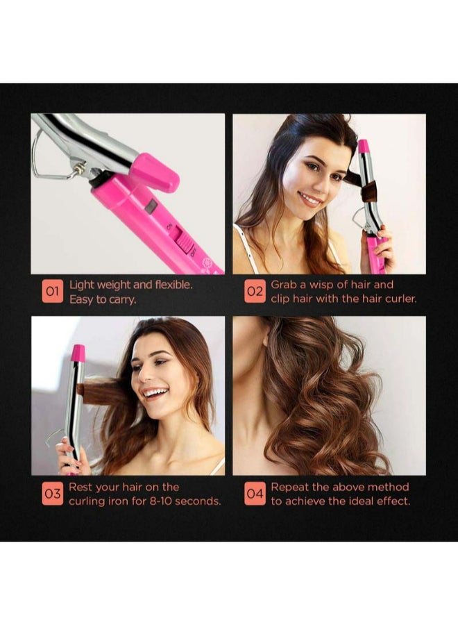 SONASHI - Hair Curler For All Hair Types Temperature Setting Of 200 Degree With ONOFF Switch And 360 degree swivel cord Hanging Loop SHC-3002 Pink/Silver - Image 1