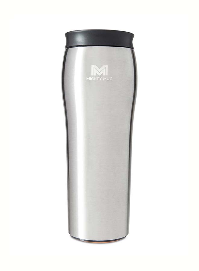 Mighty Mug | The Untippable Mug | Grips When Hit, Lifts for Sips | Insulated Stainless Steel Tumbler | Cupholder Friendly | Gifts for Women Men All | Leakproof | 6 Hours Hot / 24 Cold | 16oz | Silver | 1980D Silver 9x9x28cm - v1640502511/N52205733A_1