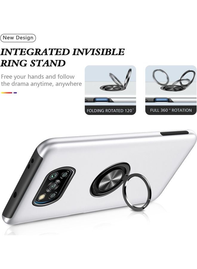 Protective Case Cover With Invisible Magnetic Ring Kickstand For Xiaomi Poco X3 Pro/X3 NFC/X3 White  - Image 2