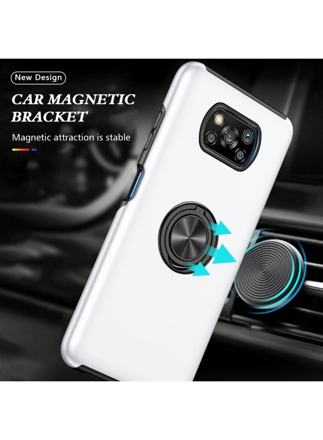 Protective Case Cover With Invisible Magnetic Ring Kickstand For Xiaomi Poco X3 Pro/X3 NFC/X3 White  - Image 3