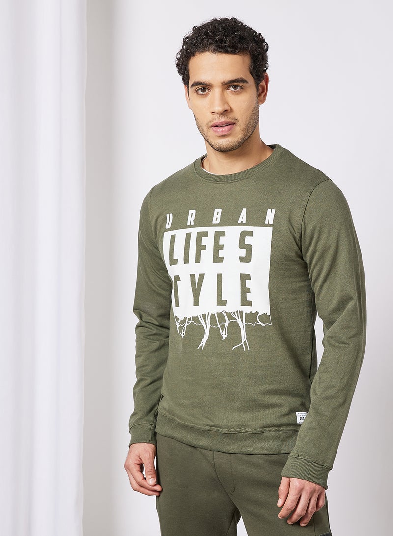 ABOF - Regular Fit Sweatshirt Olive - Image 1