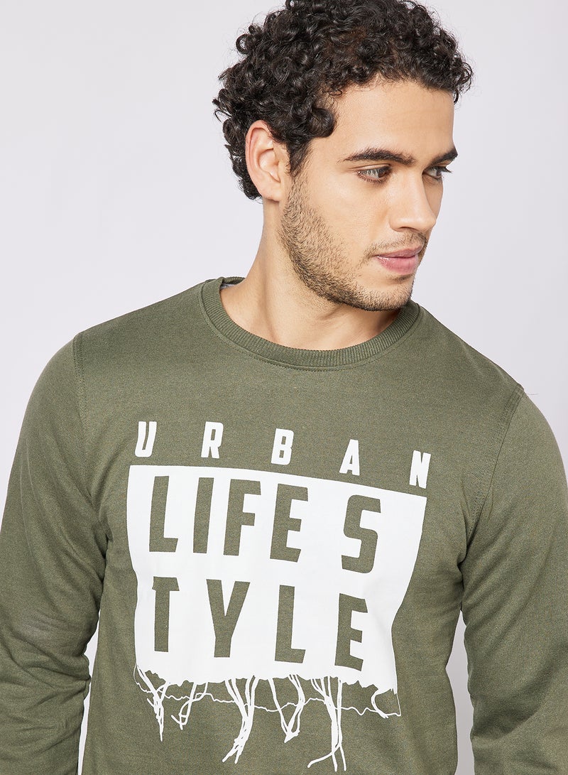ABOF - Regular Fit Sweatshirt Olive - Image 1