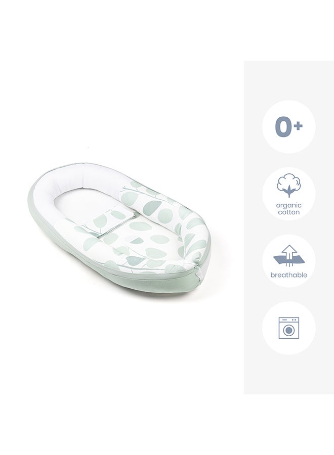 Doomoo Cocoon Baby Nest - Leaves Aqua Green - Image 4