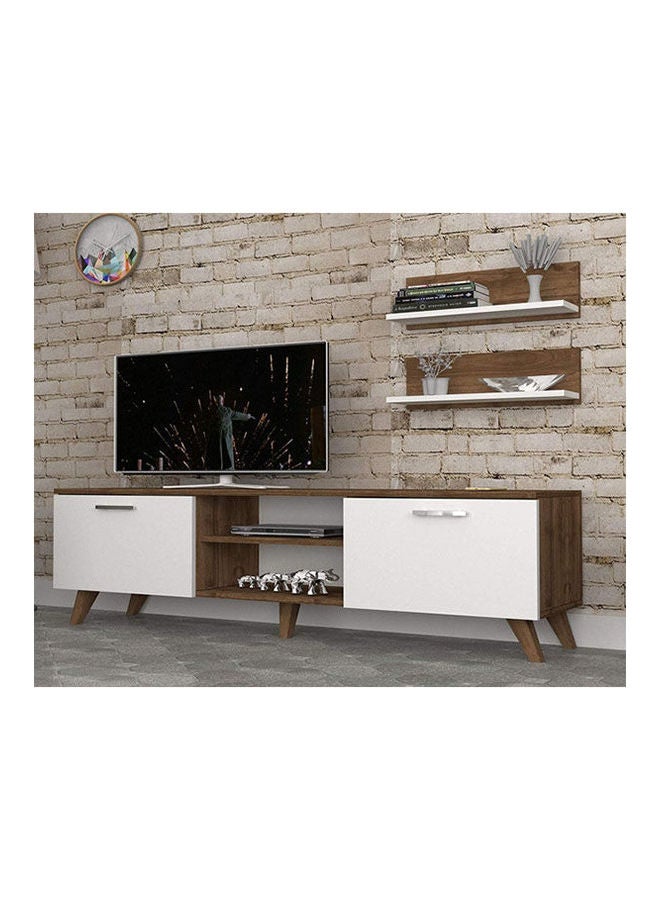 ستايلش هوم Modern Multi TV Unit White Brown 35x45cm - Image 1