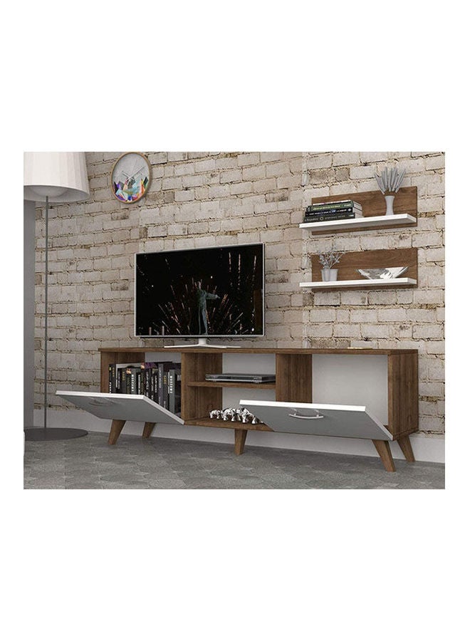 ستايلش هوم Modern Multi TV Unit White Brown 35x45cm - Image 3