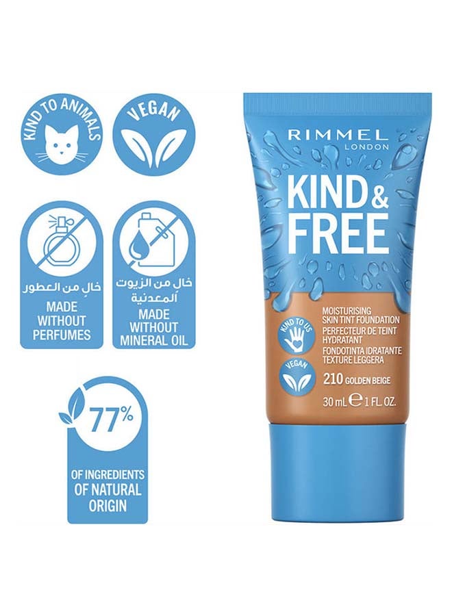 RIMMEL LONDON - Kind & Free Moisturising Skin Tint Foundation – 210 –Golden Beige - Image 1