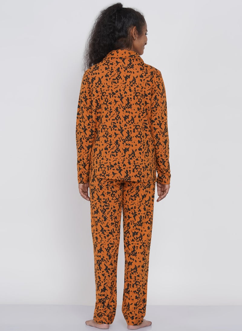 LAUREN Smith Girls Notched Collared Printed Pyjama Set Multicolour  - Image 2