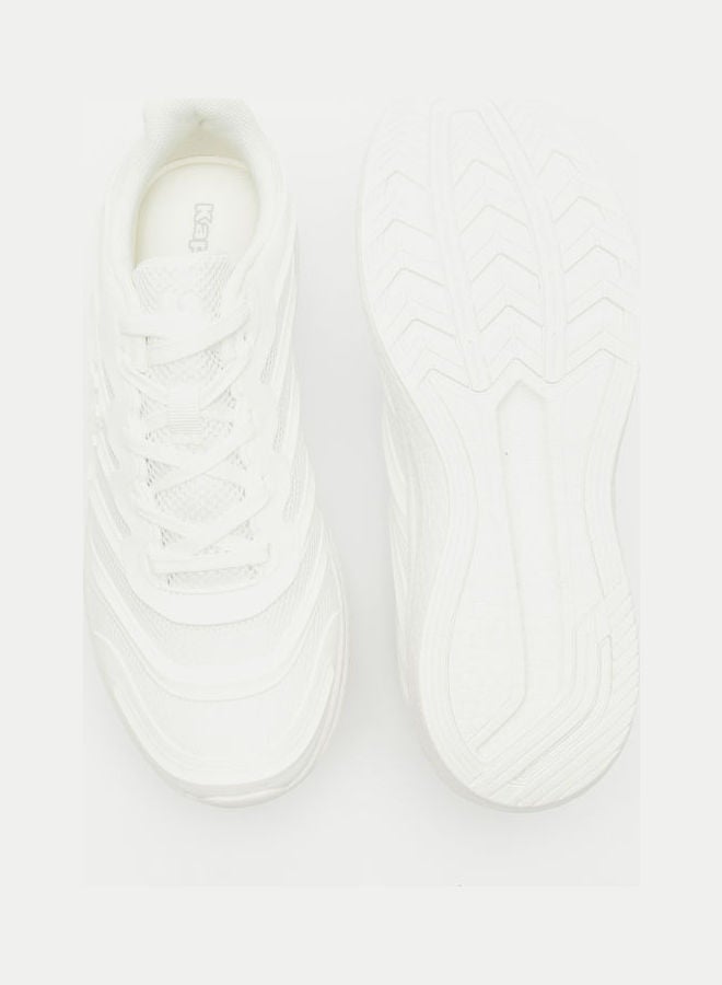 Kappa Women's Textured Walking Shoes with Lace-Up Closure White  - Image 4